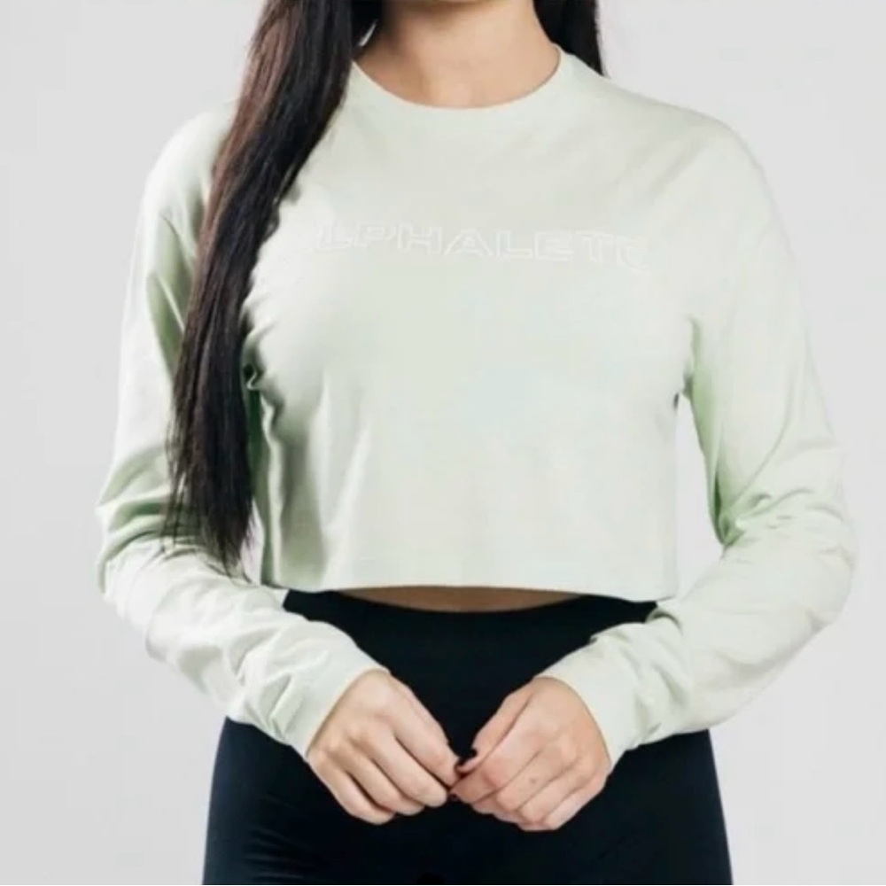 Alphalete Women's Mint Long Sleeve Crop Top Sz S
